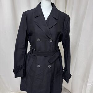 NEW BCBG MAX AZRIA BLACK COTTON MALINA LONG SLEEVE AUU8B538 COAT SIZE L